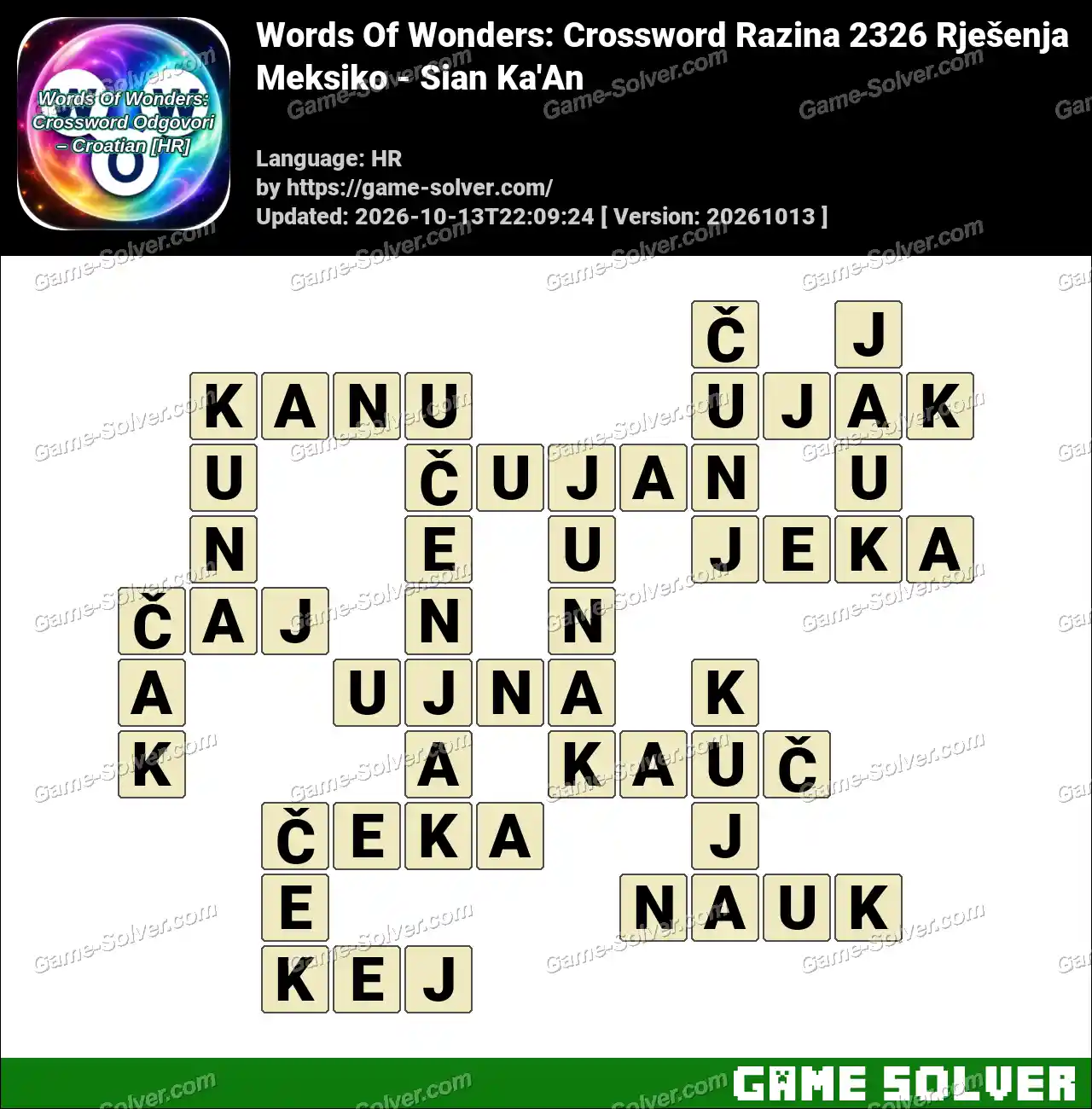 Words Of Wonders: Crossword Razina 2326 Rješenja – Meksiko – Sian Ka’An